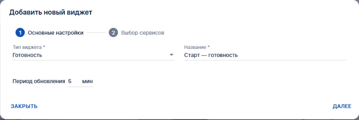 Основные настройки виджета готовности